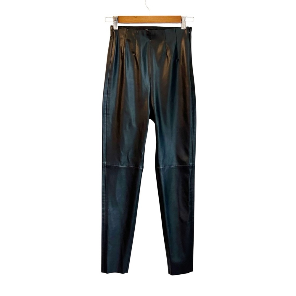 ZARA Side Zip High Waist‎ Faux Leather Ankle Length Leggings Women’s SZ XS Black